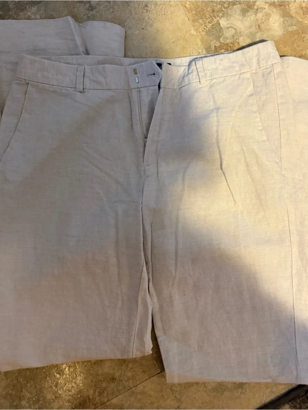 Banana Republic Martin Fit Linen Cotton Trousers Size 8 Natural Tan Flat Front